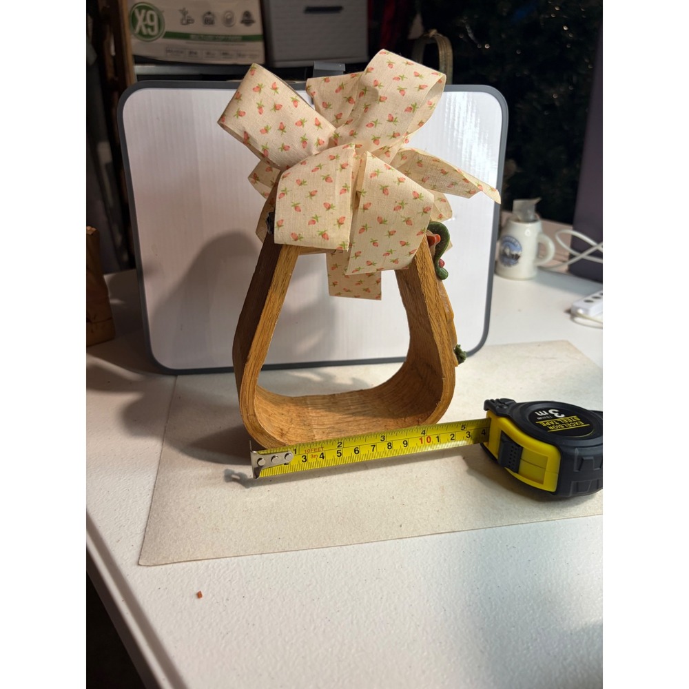 Vintage Wooden Stirrup Napkin Holder Farmhouse Decor Goose Motif Floral Bow - Picture 3 of 4